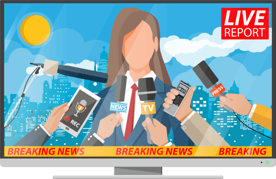 Press conference concept, news, media, journalism. png