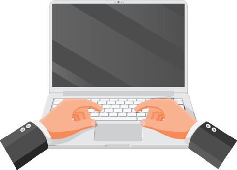 Hands type or print on laptop keyboard png