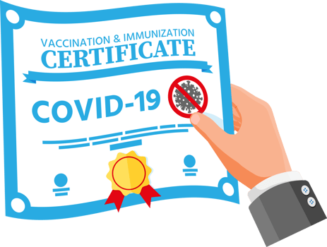 Covid-19 vaccination passport in hand. png