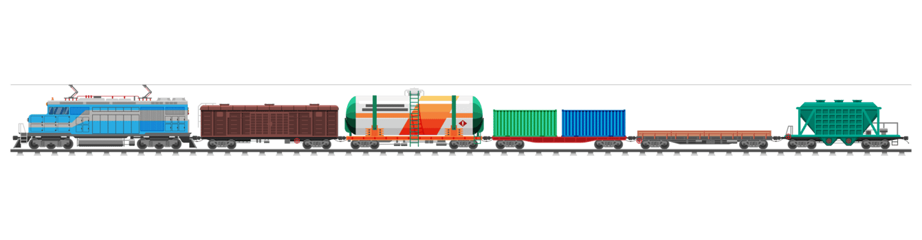 Set of train cargo wagons, cisterns, tanks, cars png