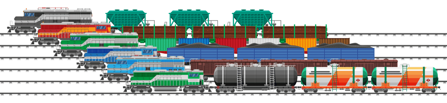 Set of train cargo wagons, cisterns, tanks, cars png