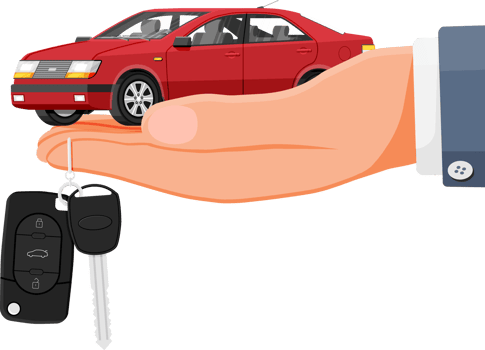 Passenger Car Side View. Sedan in Hand with Key. png