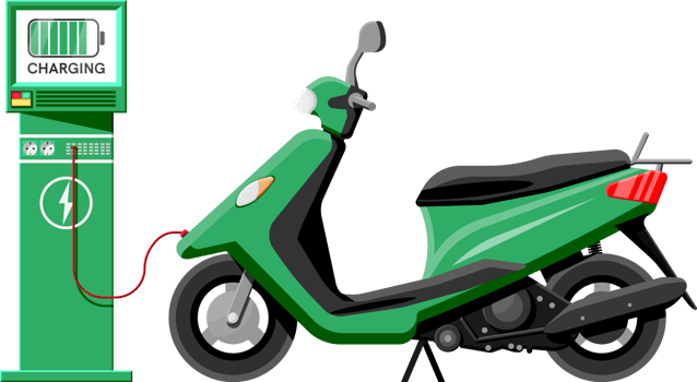 Electric Scooter and Charging Station png