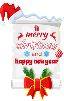 Old Christmas Parchment Scroll with Santa Hat png