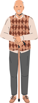 Handsome Elderly Man with Cane png