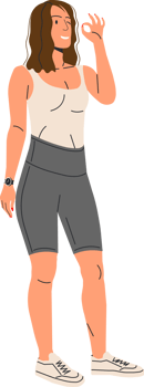 Athletic Female Character Shows Approval OK Sign. png