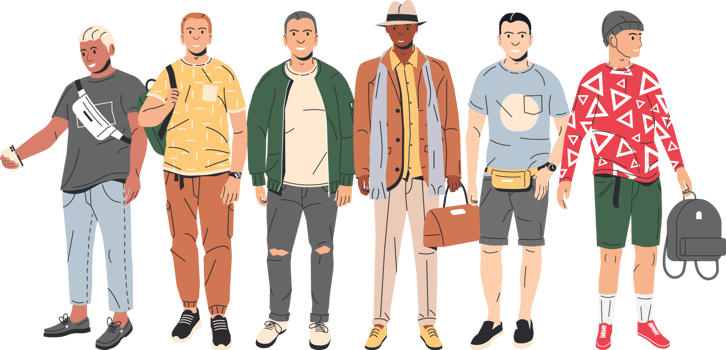 Group of fashion people characters png