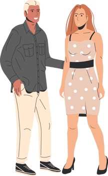 Women in dress and man in shirt isolated png