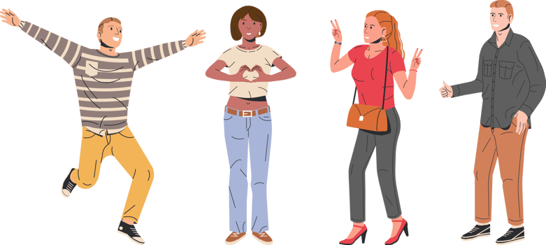 People showing positive body language gestures png
