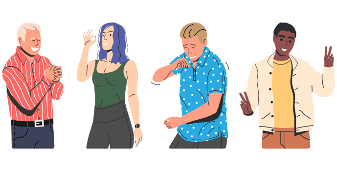 People showing positive body language gestures png