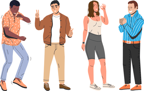 People showing positive body language gestures png