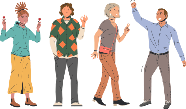 People showing positive body language gestures png