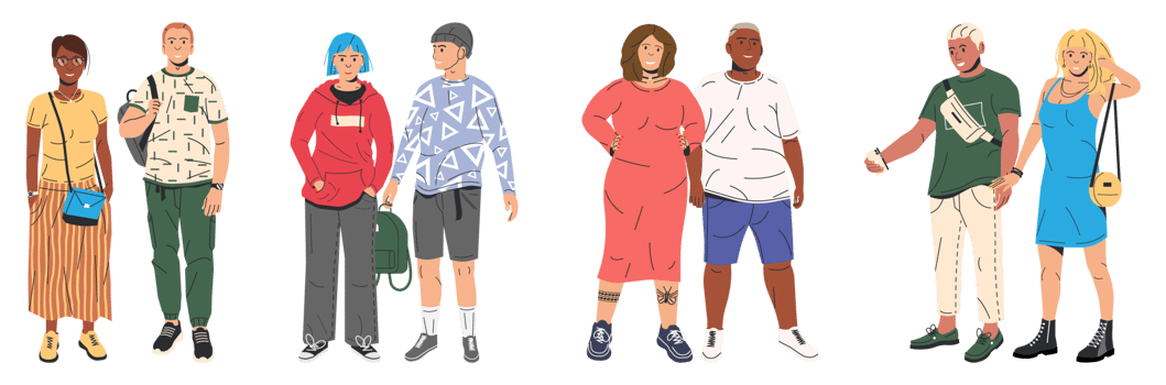 Women and man, diverse couples png