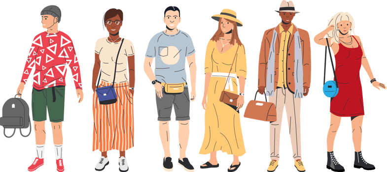 Group of fashion people characters png