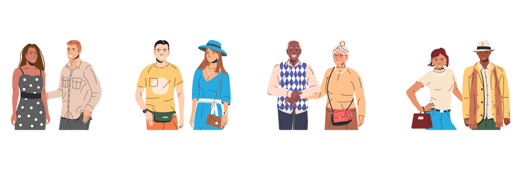 Women and man, diverse couples png