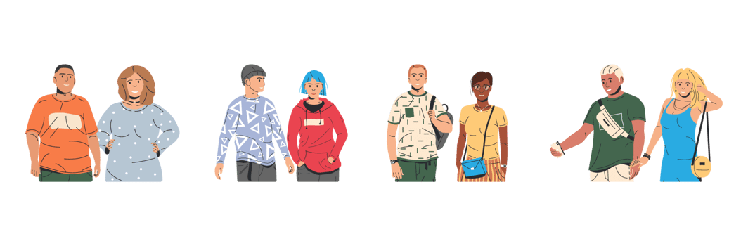Women and man, diverse couples png