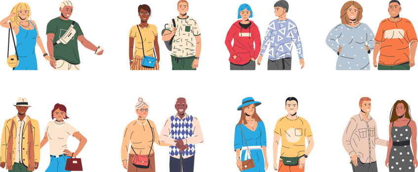 Women and man, diverse couples png