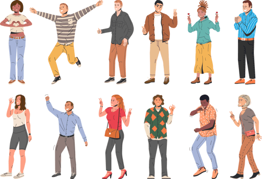 People showing positive body language gestures png