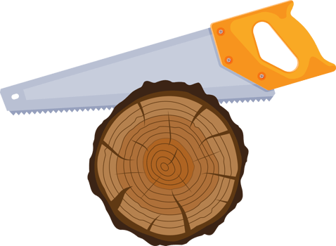 Saw sawing tree trunk png
