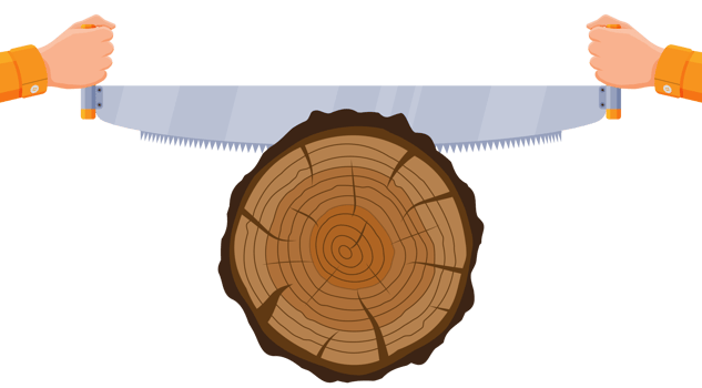 Saw sawing tree trunk png