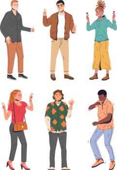 People showing positive body language gestures png