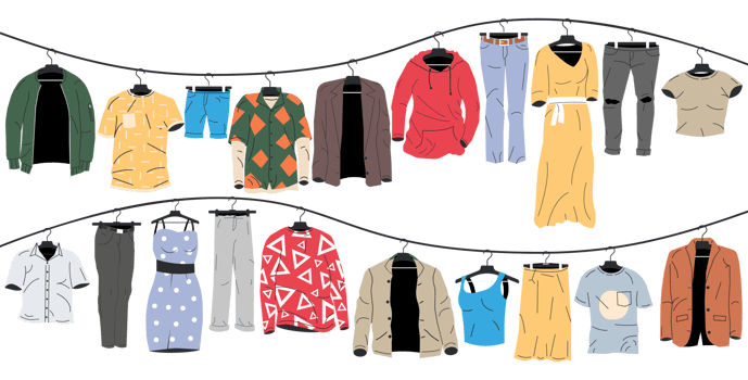Womans and mans clothes on hanger png