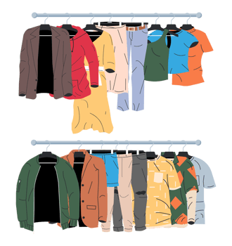 Womans and mans clothes on hanger png