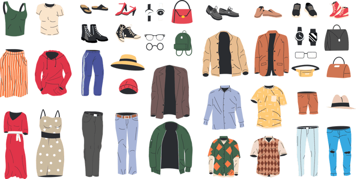 Collection of woman and man wardrobe png