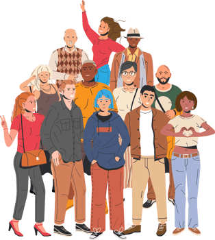 Diverse multicultural and multiracial people group png