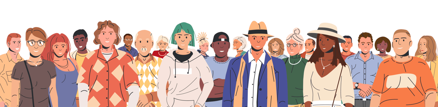 Diverse multicultural and multiracial people group png