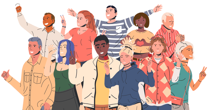 People showing positive body language gestures png