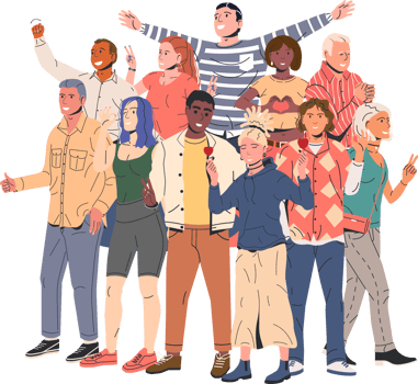 People showing positive body language gestures png