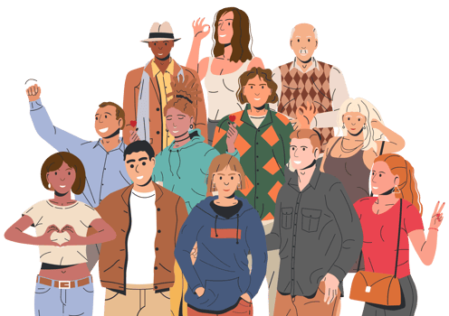 Diverse multicultural and multiracial people group png