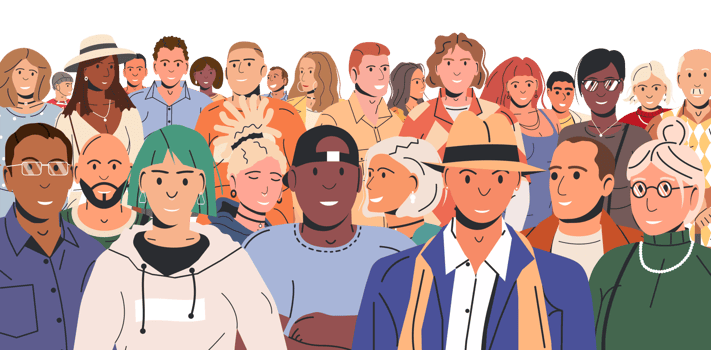 Diverse multicultural and multiracial people group png