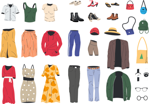 Collection of woman wardrobe png