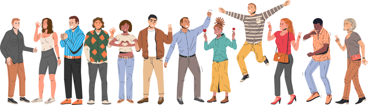 People showing positive body language gestures png