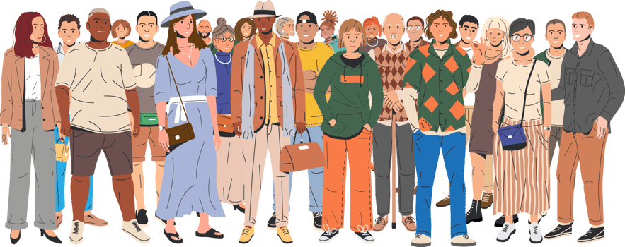 Diverse multicultural and multiracial people group png