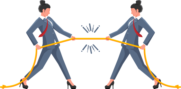 Two businesswomen pull of rope png
