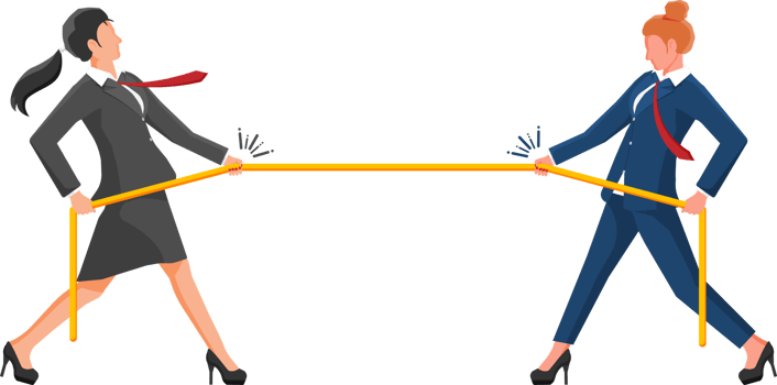 Two businesswomen pull of rope png