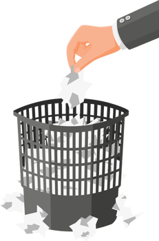 Trash Can with Crumpled Paper Inside and Around. png