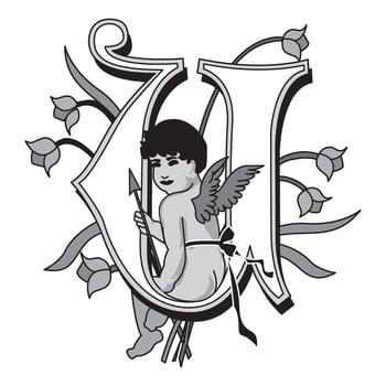 Cherubs Initial Caps Font Capital Letter U vector design