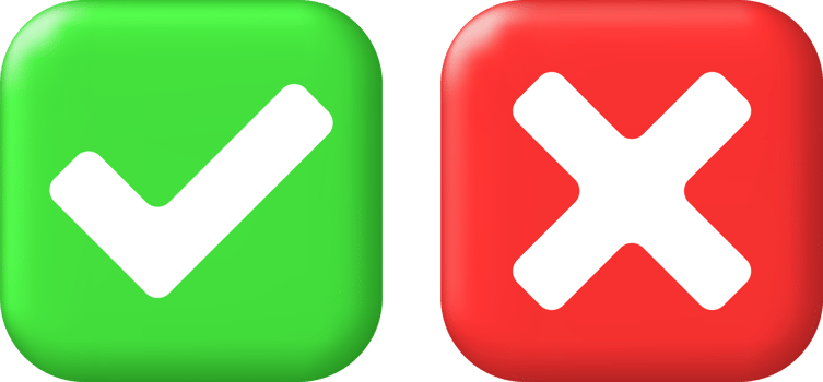 3D Right and Wrong Button in Square Shape. png