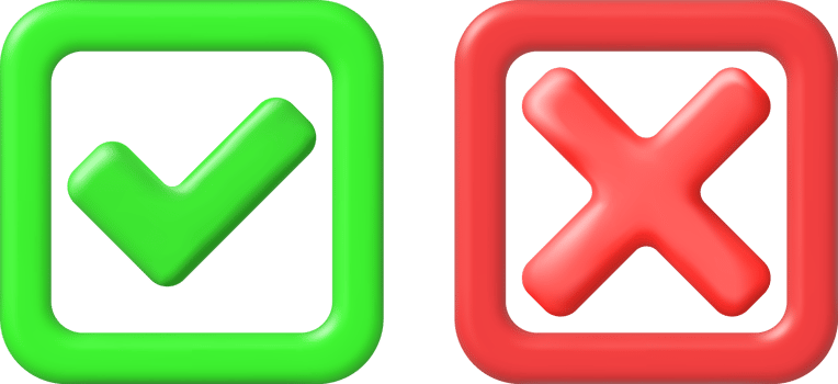 3D Right and Wrong Button in Square Shape. png
