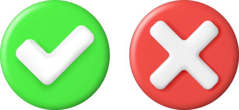 3D Right and Wrong Button in Round Shape. png