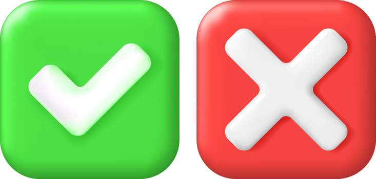 3D Right and Wrong Button in Square Shape. png