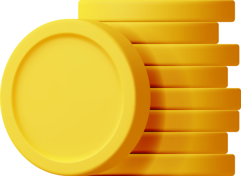 3D Stack of Gold Coins Icon png