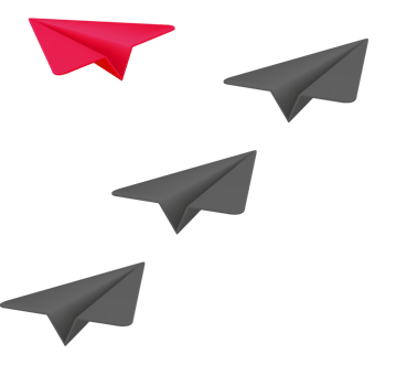 3D Red Paper Plane in Crowd of Grey png