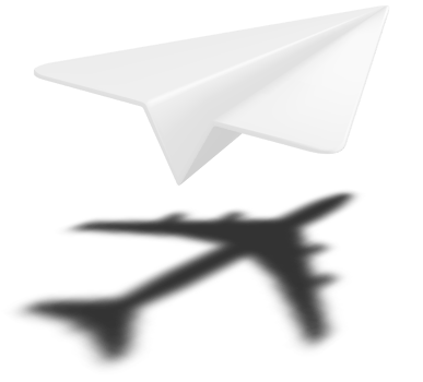 3D White Paper Plane Casting Shadow of Airplane png