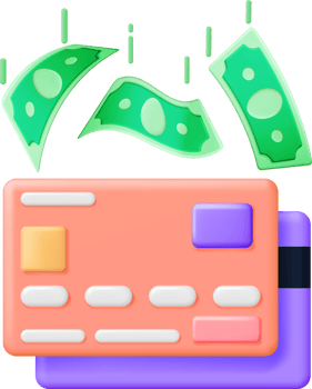 3D Bank Card and Money in Air. png