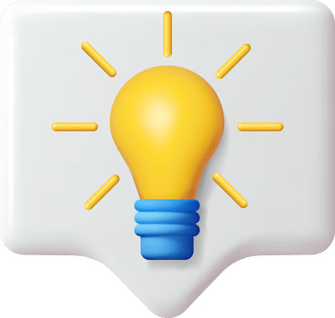 3D Light Bulb in Speech Bubble png